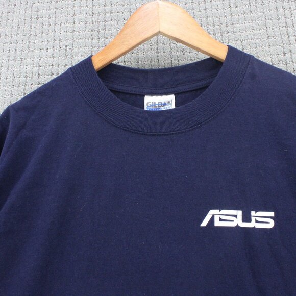 Vintage ASUS Shirt Mens XL Navy Blue Short Sleeve Innovative Solutions Y2k Rare - Picture 4 of 9